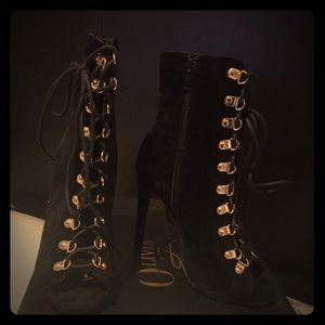 Lace Up Peep Toe Booties Size 5.5